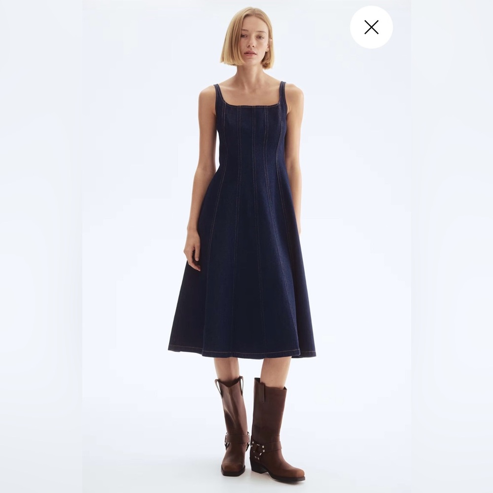 Elegant Navy Blue Denim Dress- Never worn